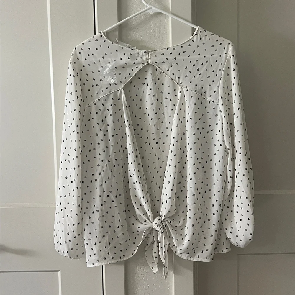 LUSH White Polka Dot Blouse - Picture 2 of 6